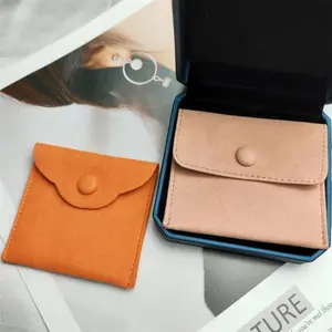 Pouch YChuangxin Custom Logo Embossed Snap Bag Small Envelope Flap Microfiber Necklace Earring Jewelry Packaging Pouch Bag With Logo