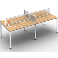 Bureau d'ordinateur moderne en bois et métal pour 4 personnes avec cloison de séparation pour le personnel de bureau - Mobilier de bureau sain - Garantie 5 ans
