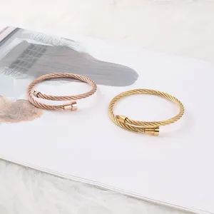 JXX HB-24F Europe and America Hot Selling High Quality Luxury Ladies Twisted Rope Design bangle 18k Stainless Steel bangles