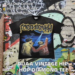Camiseta DUAA de Alta Calidad, Estilo Casual Americano, Hip Hop, con Estampado de Letras de Diamantes, Vintage, para Hombre, Manga Corta, 100% Algodón - Product Image 2