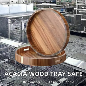 Bandeja de Madera de Acacia Pulida, Elegante y Ecológica, con Asa, Diseño de Madera, Apta para Lavavajillas, para Hoteles, Restaurantes y Servicios de Catering - Product Image 2