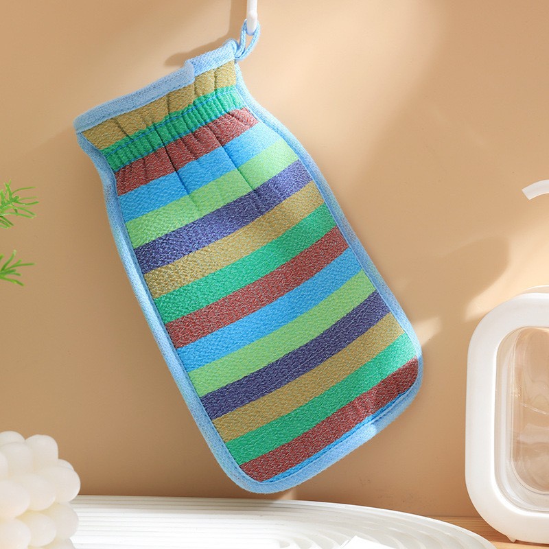 Rainbow striped bath towel [Blue]