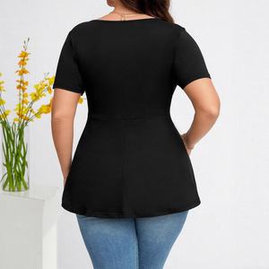 Camiseta <span class=keywords><strong>de</strong></span> Mujer Casual para Primavera/Verano, Elegante, con Decoración <span class=keywords><strong>de</strong></span> Lazo, Cuello en V Profundo - Product Image 2