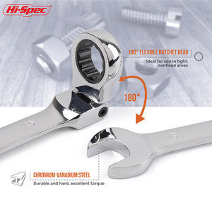 Hispec 12pc Metric <strong>Ratcheting</strong> <strong>Spanner</strong> Wrenches Set Flexhead Ring Box Open-ended Sizes 8-19mm Chrome Vanadium Steel Auto - Product Image 3
