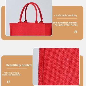 Sacs fourre-tout personnalisés rouges de qualité supérieure, durables, pour la publicité et les promotions, en jute - Product Image 3