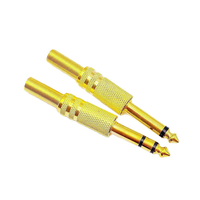 Prise mâle mono plaquée or 1/4'' TS 6,35 mm avec adaptateur de soudure audio stéréo à ressort pour câble de guitare/haut-parleur/microphone