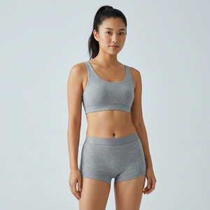 Braguitas deportivas tipo boyshort para mujer, shorts cómodos sin costuras de ajuste holgado, con refuerzo de algodón de cuatro agujas, color gris ceniza, para yoga y uso doméstico - Product Image 3