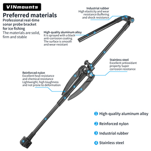 Support de transducteur VINmounts pour la pêche sur glace, compatible avec le sonar Live Sonar LVS34, réglable de 27,95 à 45 pouces, plage de profondeur de 1,5 pouce, système de fixation à boule de 1,5 pouce - Product Image 4