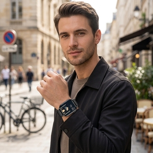 Smartwatch Fitness Quadrato ODM OEM con Cinturino in Silicone Nero, Quadrante Personalizzabile, Chiamate BT, SpO2, Personalizzazione Logo - Product Image 2