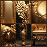 Fauteuil d'appoint de luxe doré, fauteuil royal rembourré à dossier ailé pour salon et décoration intérieure