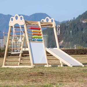 Estructura de escalada de madera para niños con tobogán y escalera para juegos en interiores y exteriores, entrenamiento de integración sensorial, 4-6 años - Product Image 1