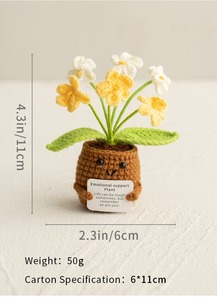 Flores de Ganchillo al por Mayor, Planta de Apoyo Emocional, No Me Olvides, Naranja, Planta Decorativa para Bodas, Flor Tejida en Maceta - Product Image 2