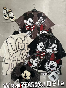 T-shirt da <span class=keywords><strong>donna</strong></span> con simpatico cartone animato di Topolino, in morbido cotone traspirante, stile casual, per l'estate, abbinabile a gonne e pantaloncini in <span class=keywords><strong>jeans</strong></span>. - Product Image 5