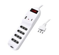 Multiprise 4 prises avec interrupteur lumineux, 10/16A biphasé avec 2 USB (1A+1C)