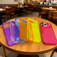 Coque de téléphone en TPU aux couleurs néon fluorescentes vives, protection antichoc pour iPhone 11 12 13 14 15 16 17 Pro Max