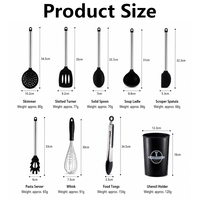 Ustensiles de cuisine faciles à nettoyer, ensemble de 9 ustensiles de cuisine en silicone avec manche et support en acier inoxydable pour ustensiles de cuisson antiadhésifs
