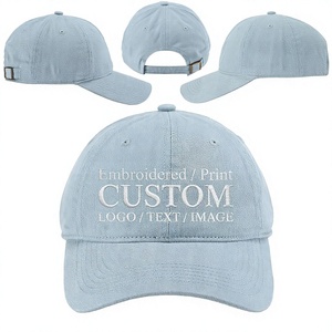 Adult Personalized Baseball Cap 4 Sided Custom Logo Text <b>Light</b> Blue Adjustable Casual Outdoor Sports Cap OEM Manufacturer Caps - Product Image 1