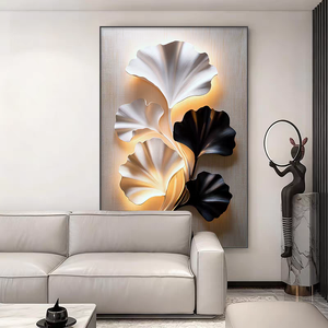 Tableaux muraux en porcelaine cristalline encadrés, série Fleurs Dorées, style floral nordique, pour fond de canapé, vente en gros usine - Product Image 3