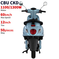 Moto électrique 12 pouces à 2 roues CKD SKD, 1100/1300W, vitesse 60km/h, trottinette électrique, cyclomoteur pour adulte - Vente chaude