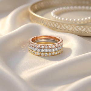 Anillos de Boda Casuales de Plata de Ley 925 con Moissanita y Tres Colores, Diseño Clásico para Mujer, Marca Jenime Fashion - Product Image 2