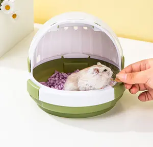 UFO Hamster Membawa Kandang Portabel Hamster Pergi Keluar Kotak untuk Perjalanan Portabel Membawa Kandang dengan Pegangan untuk Hamster Guinea Pig