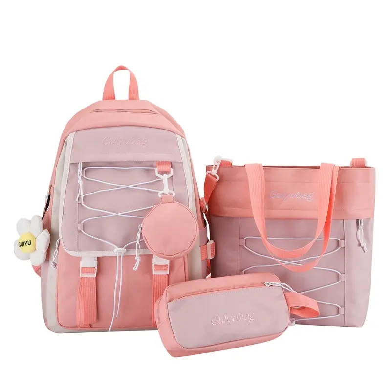 New design fashion 3 pcs in 1 suitcase set school bag Large capacity Canvas Laptop backpack with removable pocket
