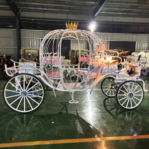 Carruaje de Caballos Eléctrico Personalizado para Bodas, Estilo Cenicienta, Color Blanco, Metálico Rosa Calabaza, Transporte Especial en Venta - Product Image 5