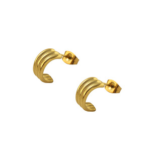 Geometric Stud Earrings Gold 316 Stainless Steel Lightweight Fashion Jewelry For Women Daily Wear - Product Image 5