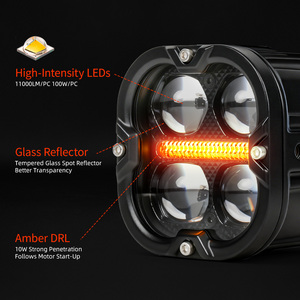 Luci Esterne per Moto Bicolore, Faro Spot Hi/Lo con Luce Diurna Ambra Lampeggiante, Luce Ausiliaria LED da 3 Pollici per Davidson Tenere 700 - Product Image 2