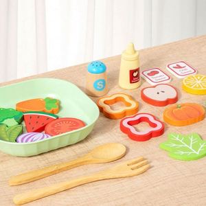 Juego de Imitación de Comida para Niños Pequeños, Bloques de Madera para Desarrollar Habilidades Sociales Imaginativas, Juguete de Cocina, Set de Ensalada Fresca - Product Image 5