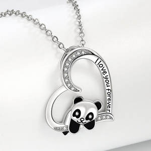 2025 nuova lega <span class=keywords><strong>ti</strong></span> amerò per sempre Kawaii Panda bambino affascinante a forma di cuore collana con ciondolo animale regalo femminile - Product Image 3