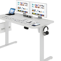 Bureau debout électrique avec plateau en deux parties 1200x300mm, hauteur réglable 740-1200mm, ergonomique, noir et blanc, pour bureau à domicile