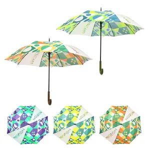 2024热卖设计高尔夫雨伞防风伞纯色简单直柄高尔夫雨伞带标志