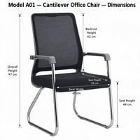 Chaise de bureau ergonomique en maille OEM en gros, chaise de réception pour visiteurs avec accoudoirs, chaises de conférence intérieures