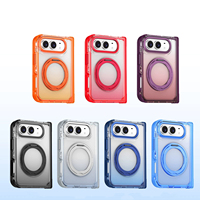 Casing Anti Benturan Gradient untuk iPhone Duo dengan Cincin Logam Putar dan Penyangga Magnetik untuk iPhone Duo