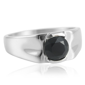 Women's <b>Titanium</b> Steel <b>Ring</b> With Blue Gemstone Bezel Setting Fashion Jewelry Gift - Product Image 4