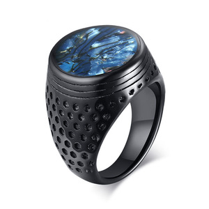 Wholesale New Design Fashion Jewelry <strong>Titanium</strong> Steel Custom Rhinestone <strong>Black</strong> <strong>Rings</strong> for Men - Product Image 1