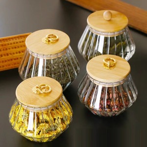 Modernes Glas Aufbewahrung sglas <span class=keywords><strong>Set</strong></span> für Küche Essen Tee Kaffee mit Bambus deckel und Metall griff - Product Image 2