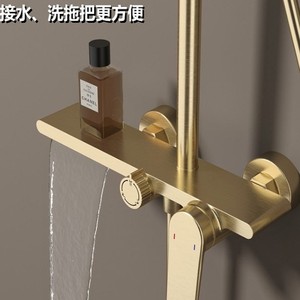 Ensemble <span class=keywords><strong>de</strong></span> <span class=keywords><strong>douche</strong></span> <span class=keywords><strong>de</strong></span> luxe doré moderne avec douchette à effet pluie et <span class=keywords><strong>barre</strong></span> coulissante incluse - Product Image 2