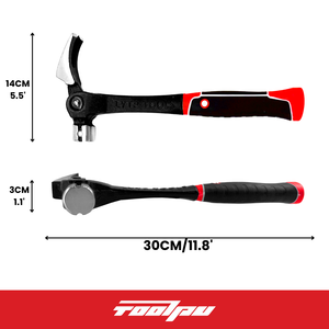 Marteau à griffes forgé rouge et noir innovant - Conception transformable multi-usage, manche en acier, 16 oz, marteau à clous pour toiture DIY - Product Image 4