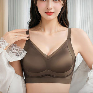 ワイヤレスブラプラスサイズ巨乳ブラ4XL幅広ストラップ女性用ブラジャー寄せ上げプラスサイズシームレス大きいカップジェリーヨガブラ - Product Image 1