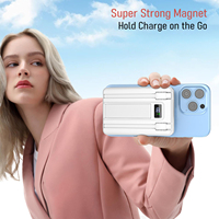 Batterie externe pliable avec support magnétique, charge rapide, câble intégré, portable, sans fil