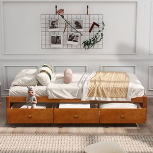 Lit simple en bois massif avec tiroirs latéraux pour enfants, adultes et personnes âgées - Product Image 3