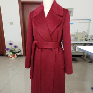 도매 턴다운 칼라 두꺼운 캐시미어 울 코트 겨울 롱 정품 여성용 알파카 울 코트 - Product Image 2