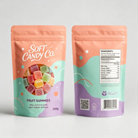Sachets d'emballage personnalisés pour bonbons, refermables, avec fenêtre, qualité alimentaire, à fermeture éclair, type pochette stand-up