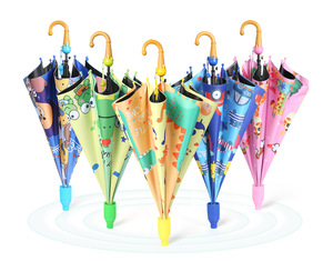 <span class=keywords><strong>DIMANCHE</strong></span> Petit Parapluie Droit en PVC pour Enfant Nouveau Design Dessin Animé Girlx et Garçons avec Couvercle en Plastique Anti-Goutte pour Enfants - Product Image 1