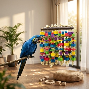 Juguete Duradero y Natural para Loros, para Masticar y Buscar Alimentos, con Cadena de Acero Inoxidable, Colorantes Comestibles, Apto para Todo Tipo de Loros - Product Image 1