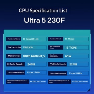 Core Ultra 5 230F 10-Core Boxed Desktop Processor Compatible With H810/B860 <b>Motherboards</b> PIC32MK0256MCJ064-I/PT 230F Boxed - Product Image 2