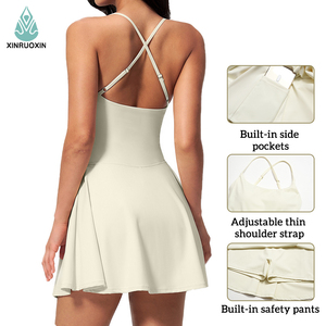 Combinaison de yoga pour femme, taille haute, dos nu, une pièce, avec jupe intégrée, respirante, pour Pilates et gym - Product Image 2