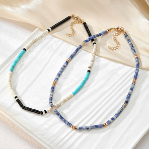 Collar de Piedras Naturales Coloridas con Diseño Geométrico Simple, Gargantilla de Moda, Joyería de Origen Yiwu, Estilo 1, Estilo 2 - Product Image 1